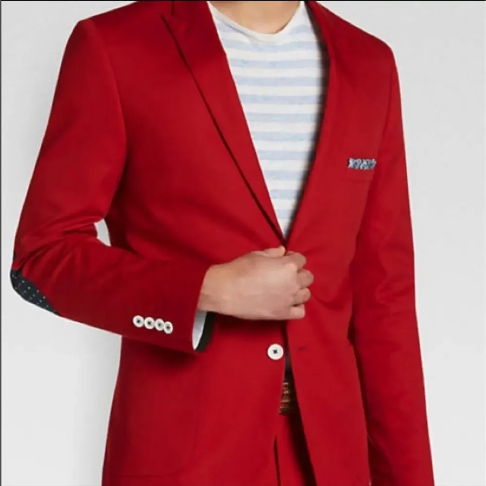 NWT Paisley & Gray Red Slim Fit Blazer Suit Jacket Elbow Patch Modern Preppy 38R